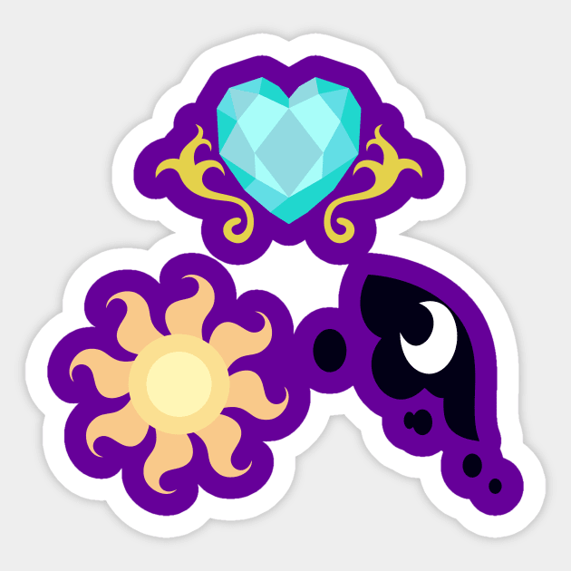 My little Pony - The Three Princesses of Equestria Cutie Mark Sticker by ariados4711